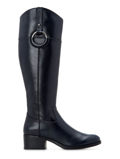 ALFANI Womens Black Round Toe Stacked Heel Zip-Up Leather Riding Boot 7.5 WC