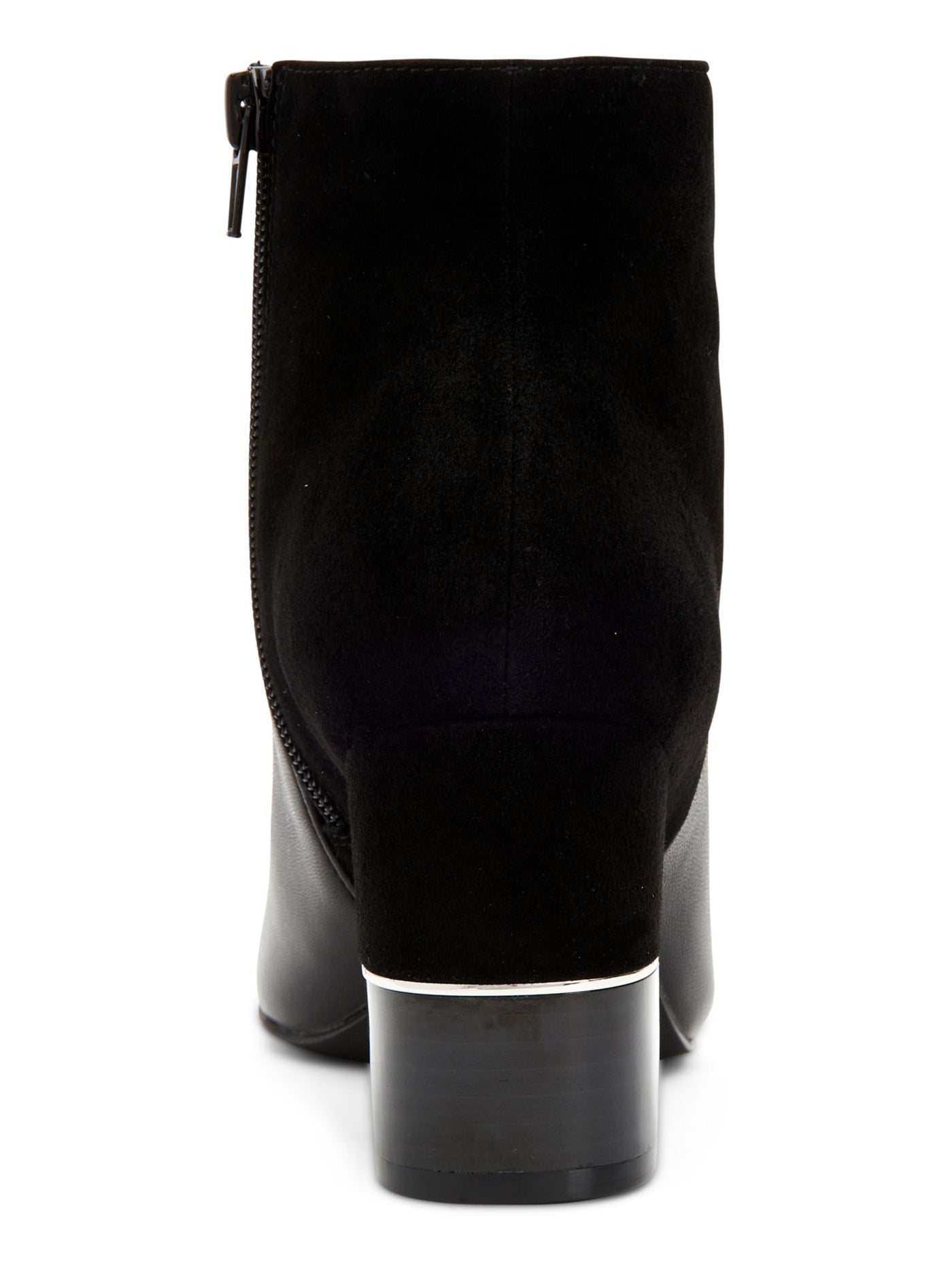 ALFANI Womens Black Mixed-Media Heel Cushioned Walliss Square Toe Block Heel Zip-Up Leather Booties 6.5 M