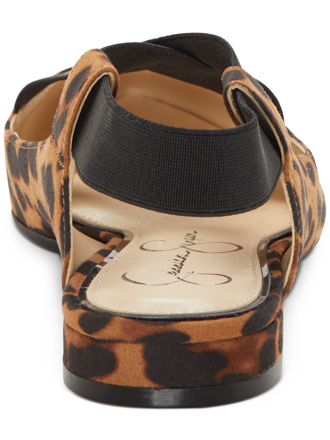 JESSICA SIMPSON Womens Brown Leopard Print 1/2 Heel Slingback Stretch Padded Lurina Pointed Toe Block Heel Slip On Flats Shoes 6 M