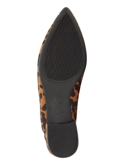 JESSICA SIMPSON Womens Brown Leopard Print 1/2 Heel Slingback Stretch Padded Lurina Pointed Toe Block Heel Slip On Flats Shoes 6 M