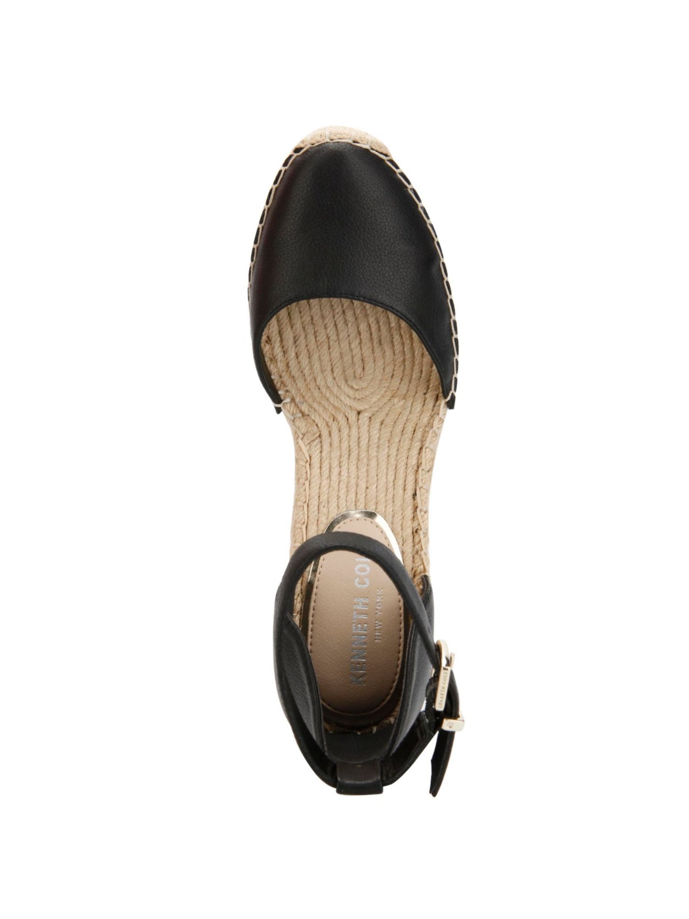 KENNETH COLE NEW YORK Womens Black Ankle Strap Padded Olivia Round Toe Wedge Buckle Leather Sandals 8 M