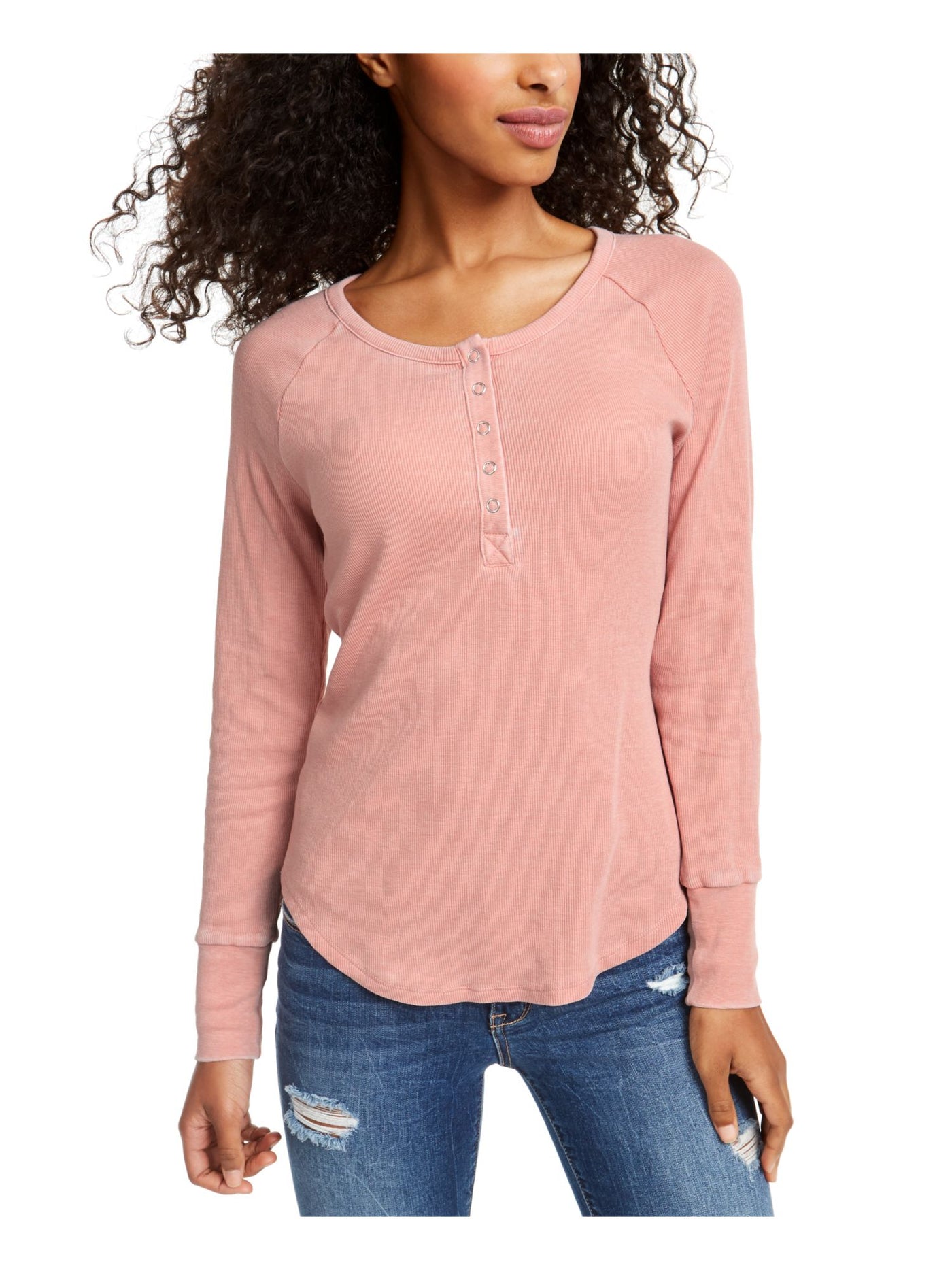 ULTRA FLIRT Womens Pink Long Sleeve Scoop Neck Top L