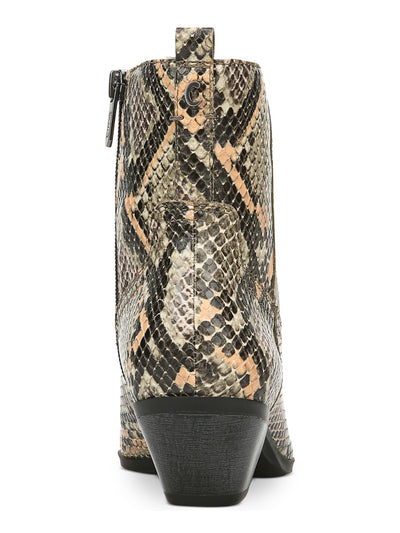 CIRCUS BY SAM EDELMAN Womens Brown Snake Print Pull Tab Cushioned Garth Almond Toe Block Heel Zip-Up Western Boot 11 M