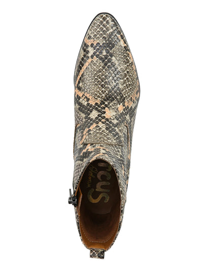 CIRCUS BY SAM EDELMAN Womens Beige Snake Print Pull Tab Cushioned Garth Almond Toe Block Heel Zip-Up Western Boot 5.5 M