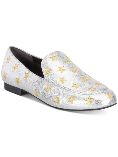 KENNETH COLE NEW YORK Womens Silver Stars Embroidered Padded Westley Slip On Leather Loafers 7.5 M