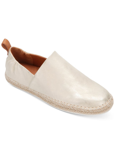 GENTLE SOULS KENNETH COLE Womens White Comfort Pull Tab Goring Arch Support Metallic Lizzy Round Toe Platform Slip On Leather Espadrille Shoes 8.5 M