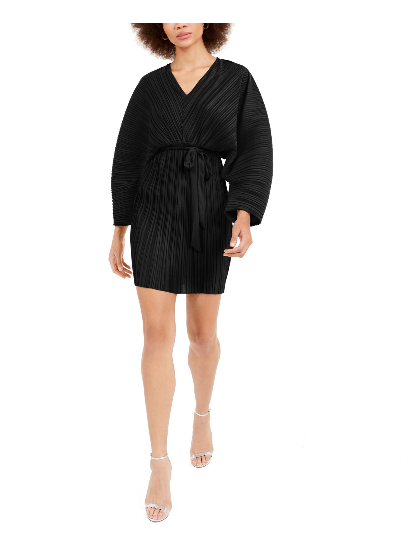 french connection black pleated dress French Connection Dress Althea Ruched Pleated Black Size 4 Mini Coquette Girl