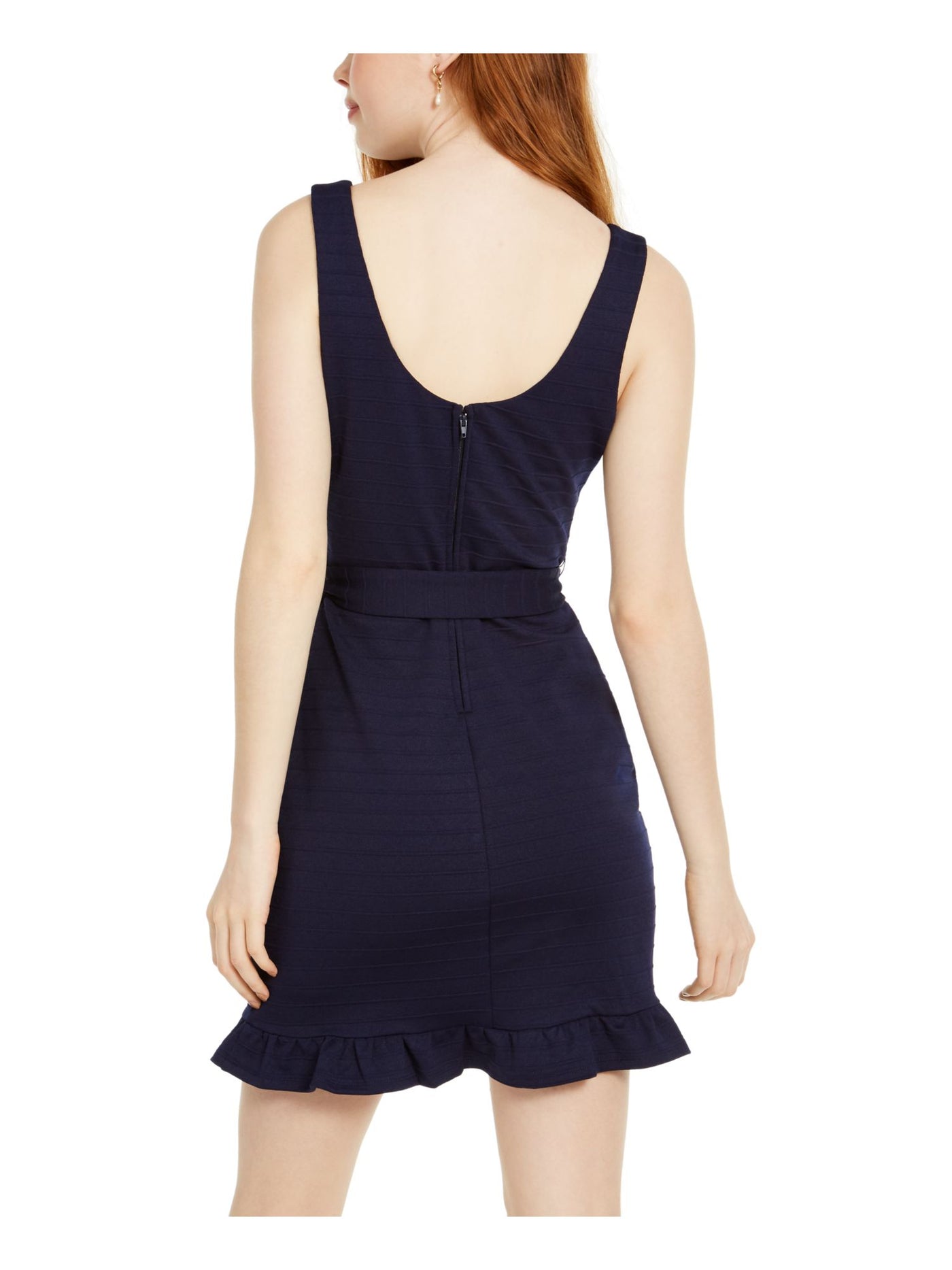 CITY STUDIO Womens Navy Sleeveless Jewel Neck Short Fit + Flare Dress 9