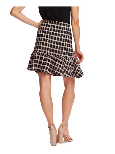 CECE Womens Black Ruffled Plaid Short Ruffled Skirt 4