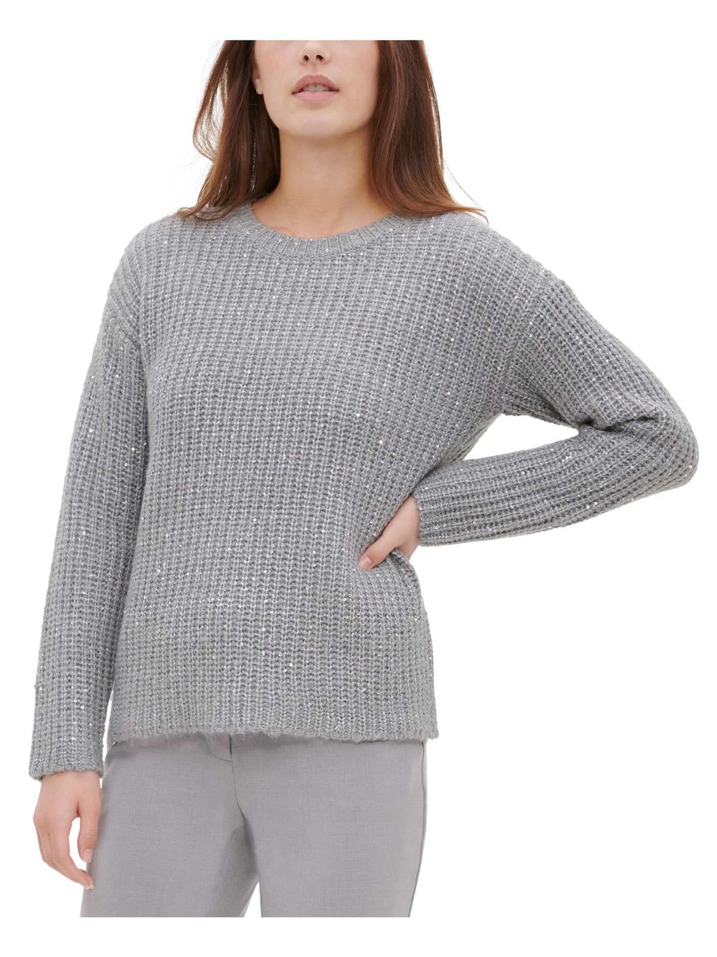 CALVIN KLEIN Womens Knitted Long Sleeve Crew Neck Sweater