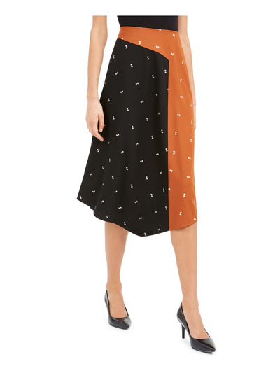 ALFANI Womens Brown Printed Midi Pleated Skirt 10