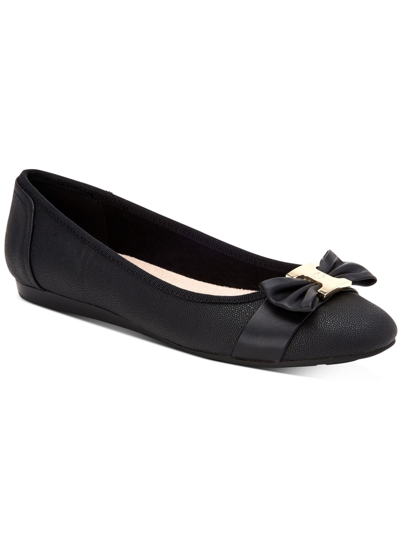 CHARTER CLUB Womens Black Bow Detail Chunky Hardware Cushioned Pimmas Almond Toe Slip On Ballet Flats 6 M