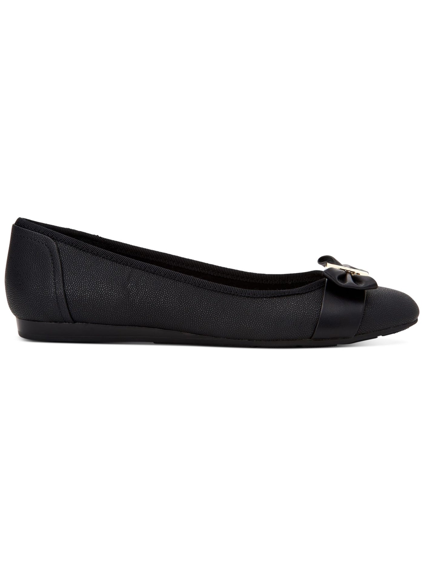 CHARTER CLUB Womens Black Bow Detail Chunky Hardware Cushioned Pimmas Almond Toe Slip On Ballet Flats 6 M