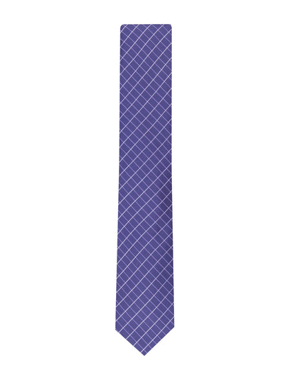 ALFANI Mens Purple Grid Polyester Slim Neck Tie