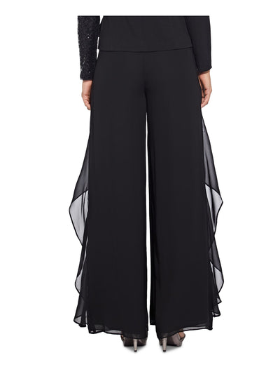 ADRIANNA PAPELL Womens Black Sheer Evening Wide Leg Pants 2