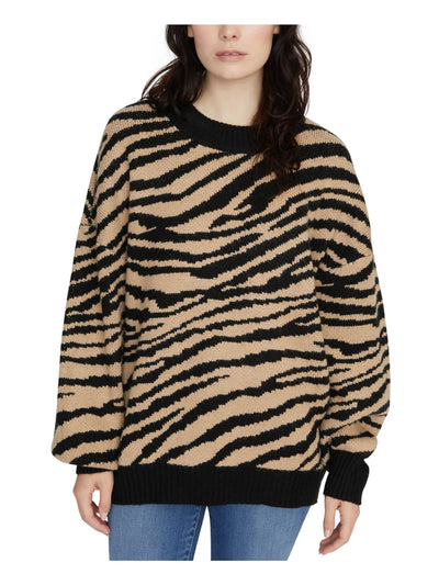 SANCTUARY Womens Black Animal Print Long Sleeve Crew Neck T-Shirt S