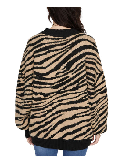 SANCTUARY Womens Black Animal Print Long Sleeve Crew Neck T-Shirt S