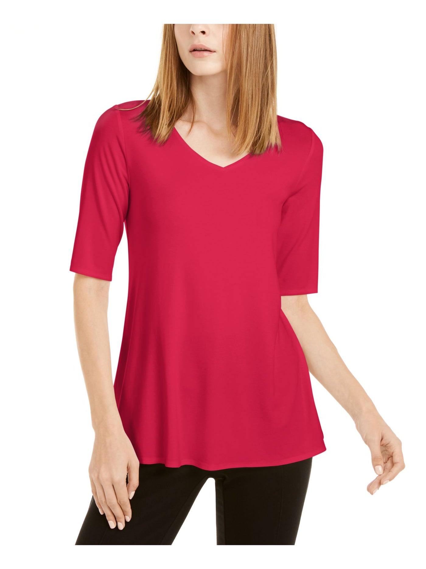 ALFANI Womens Pink Short Sleeve V Neck Tunic Top Size: XS