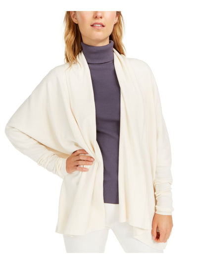 ANNE KLEIN Womens Ivory Long Sleeve Open Cardigan PONCHO Sweater Size: S\M