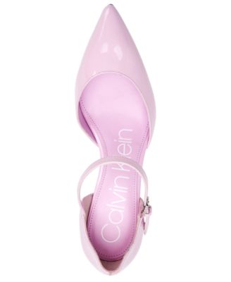 CALVIN KLEIN Womens Pink Gel Pod Insert D Orsay Adjustable Strap Cushioned Roya Pointed Toe Stiletto Buckle Leather Dress Pumps Shoes 6.5 M