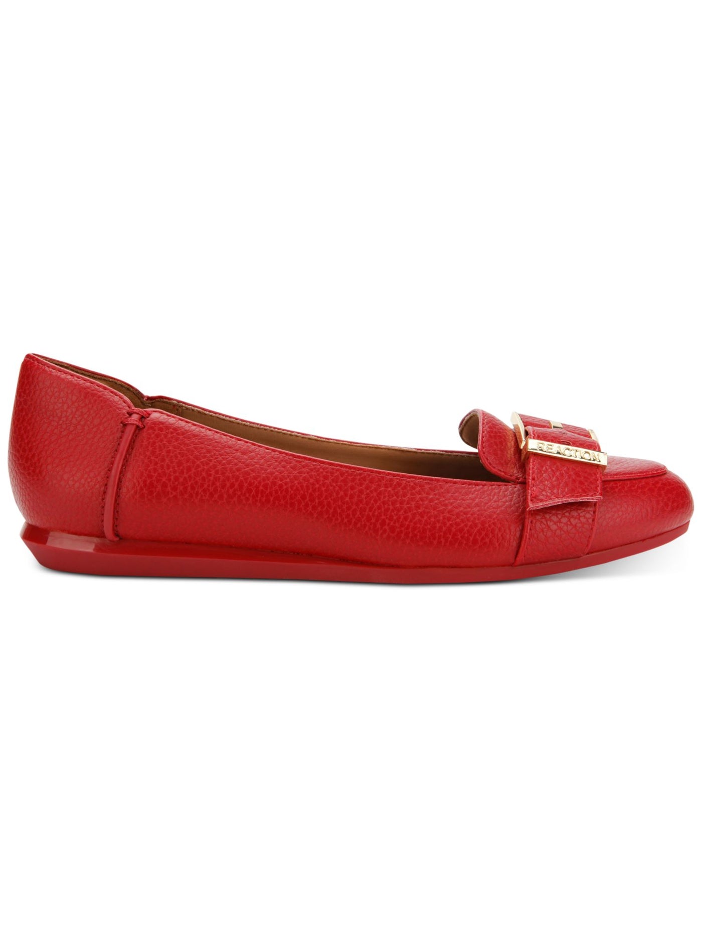 REACTION KENNETH COLE Womens Red Scale Print Contoured Footbed Buckle Accent Comfort Viv Round Toe Wedge Slip On Loafers Shoes 6 M