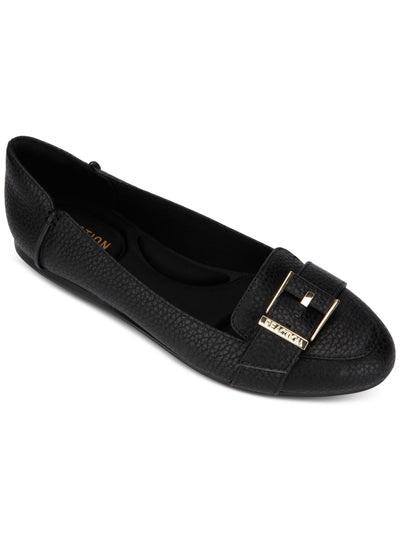 KENNETH COLE Womens Black Scale Print Contoured Buckle Accent Comfort Viv Round Toe Wedge Slip On Loafers 7 M