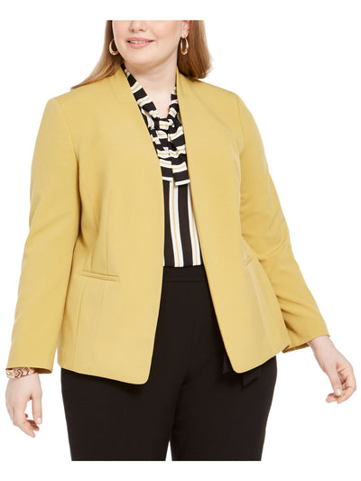 BAR III Womens Yellow Blazer Jacket Plus 1X