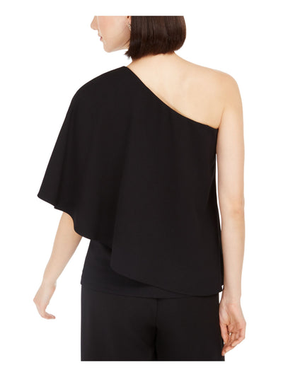 ADRIANNA PAPELL Womens Black Sleeveless Asymmetrical Neckline Top 12