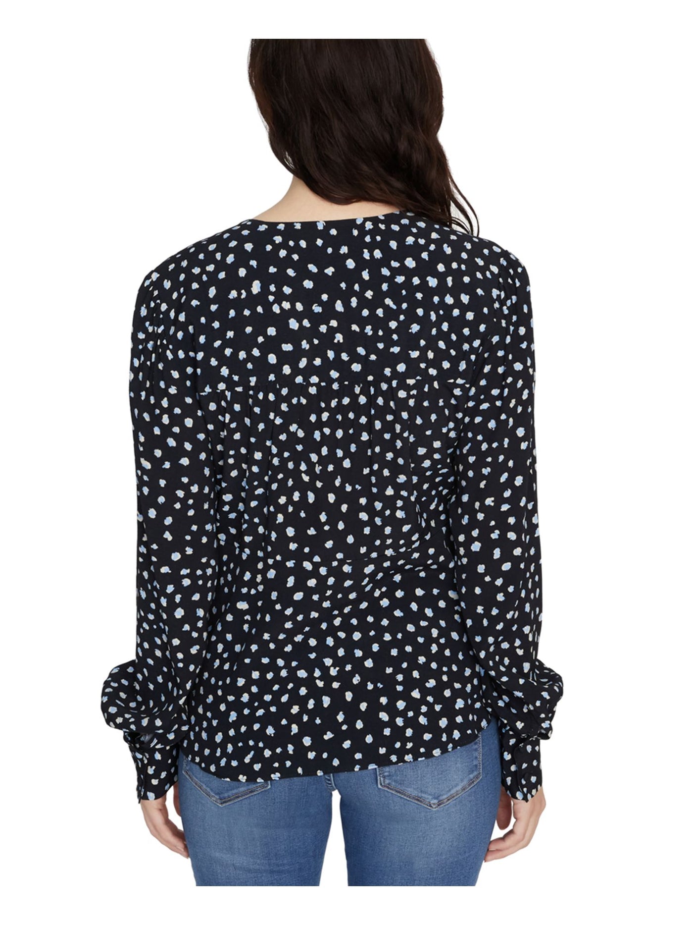 SANCTUARY Womens Navy Speckle Long Sleeve V Neck Top M