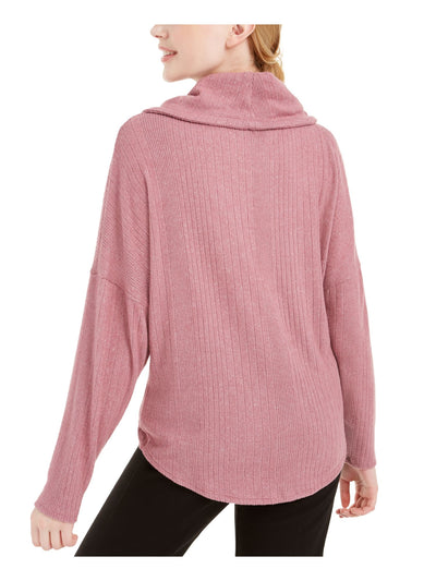 BCX Womens Pink Stretch Dolman Sleeve Cowl Neck Sweater Juniors L