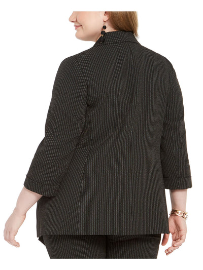BAR III Womens Black Pinstripe Wear To Work Blazer Jacket Plus 2X