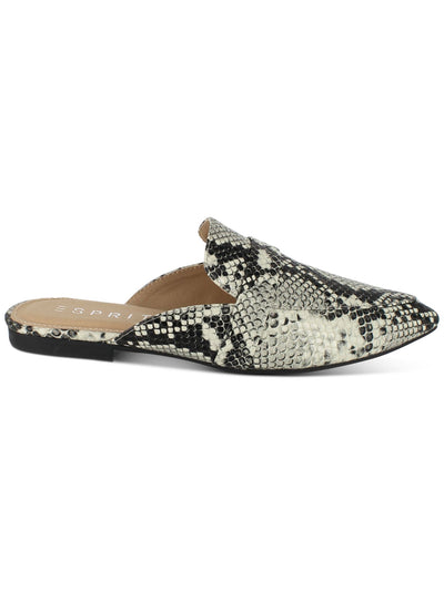 ESPRIT Womens Black/Grey Snakeskin Print Band Overlay Cushioned Jade Pointed Toe Slip On Mules 8.5 M