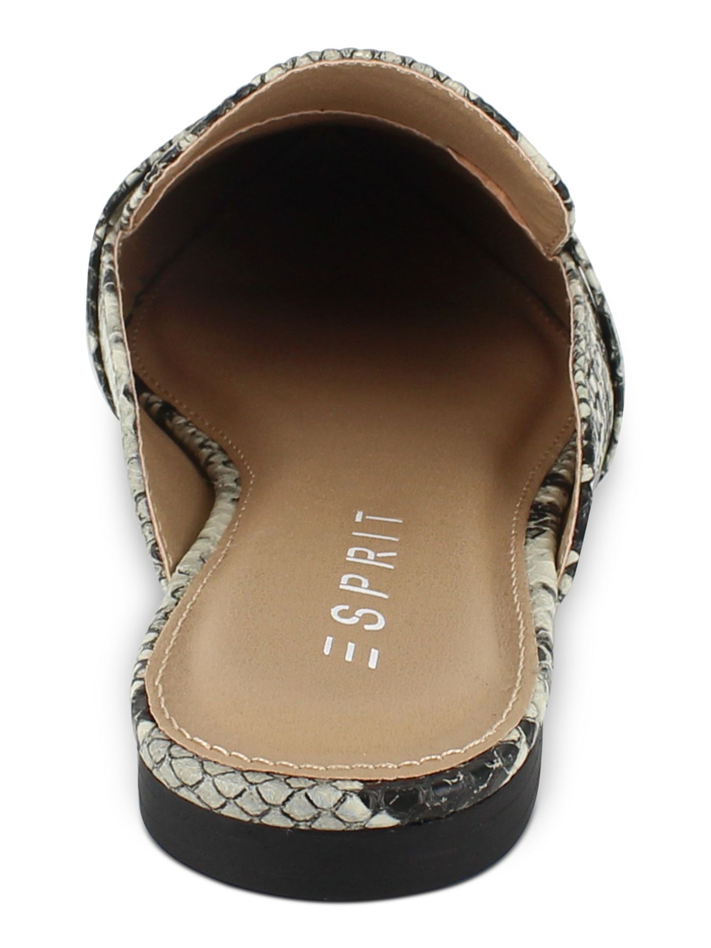 ESPRIT Womens Black/Grey Snakeskin Print Band Overlay Cushioned Jade Pointed Toe Slip On Mules 8.5 M