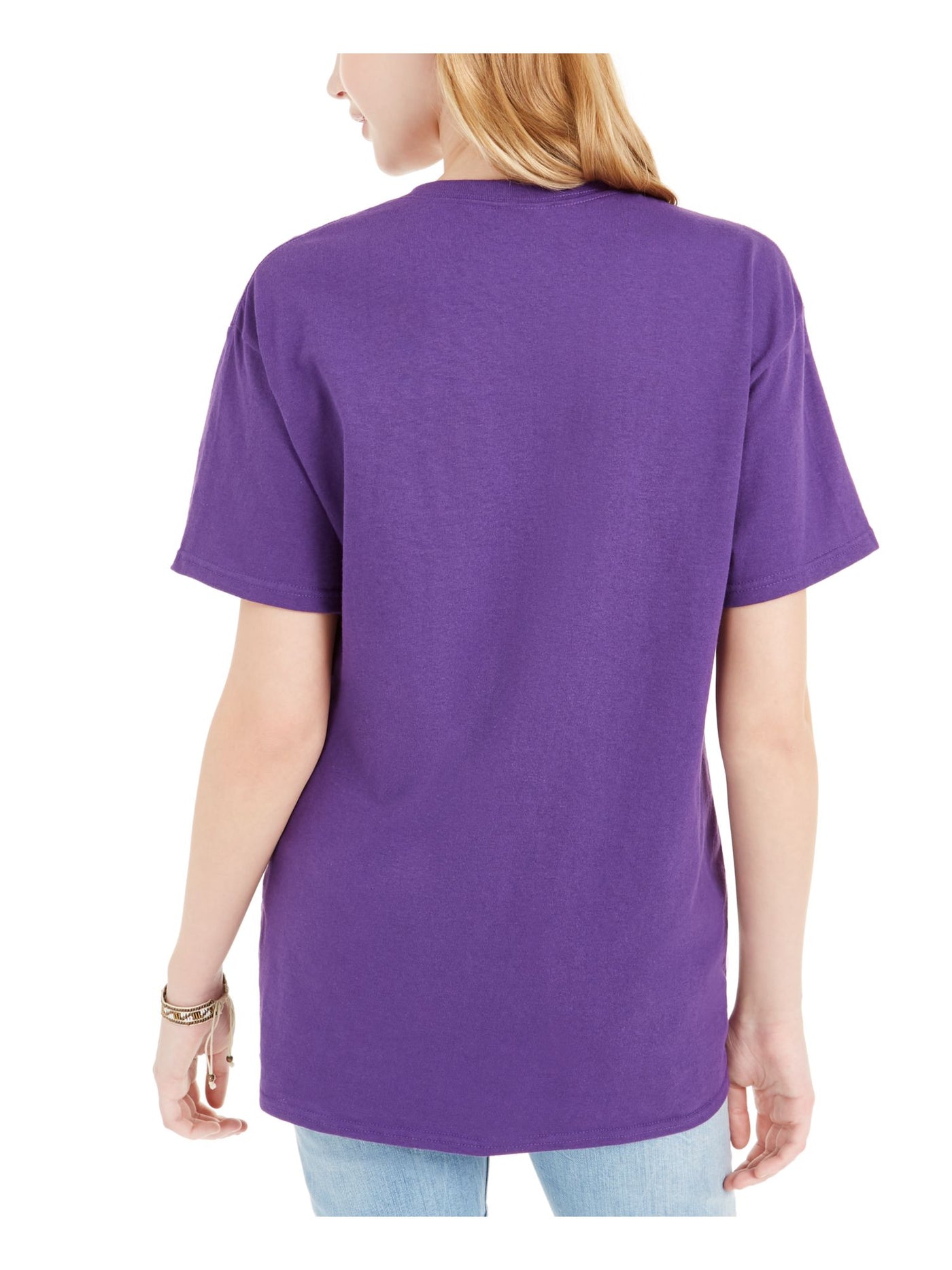 FREEZE Womens Purple Printed Short Sleeve Crew Neck T-Shirt Juniors XL