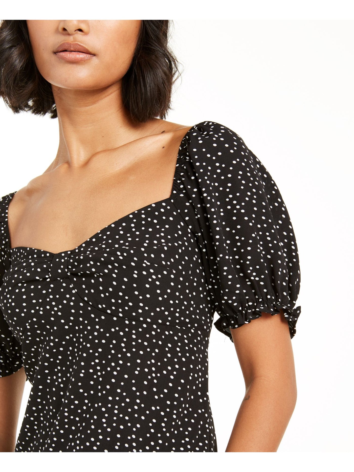 ASH & VIOLET Womens Black Polka Dot Short Sleeve Top Size: S