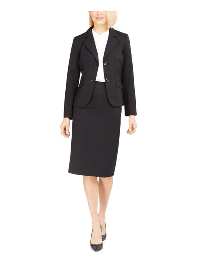 LE SUIT Womens Black Below The Knee Wear To Work Pencil Blazer Skirt Suit 18