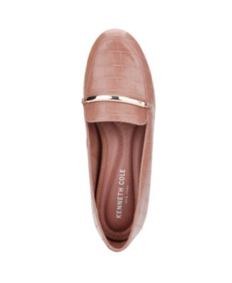 KENNETH COLE Womens Coral Metal Bar Detail Cushioned Balance Round Toe Slip On Dress Loafers Shoes