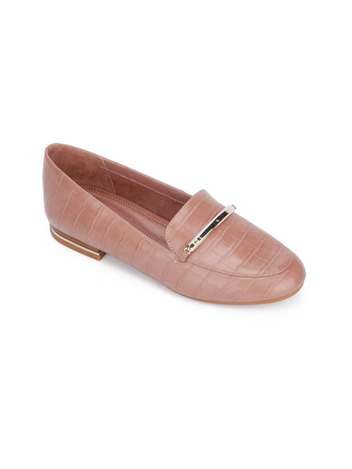 KENNETH COLE NEW YORK Womens Pink Croc Metal Bar Detail Comfort Balance Round Toe Slip On Loafers 8.5 M