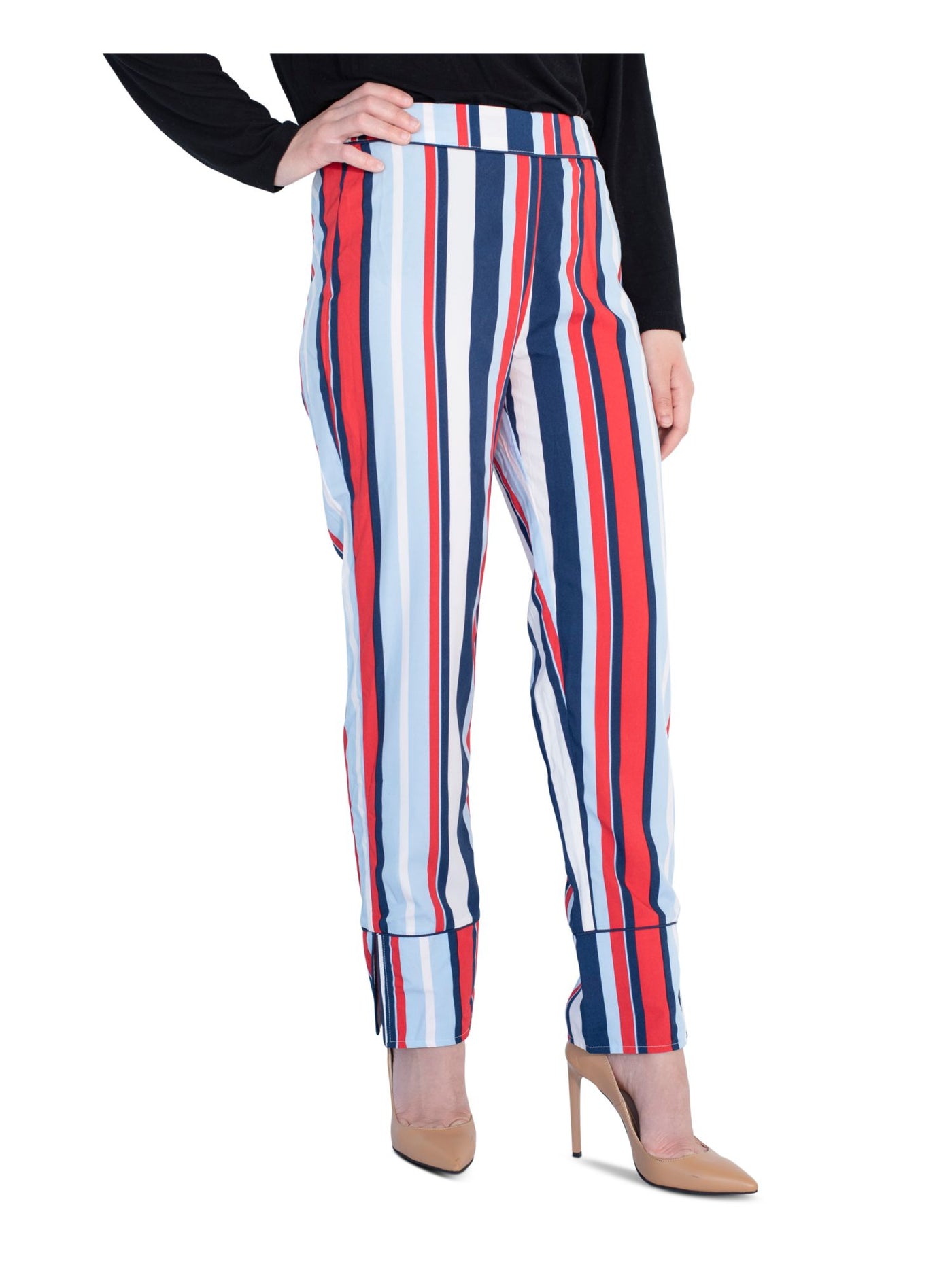 VERONA Womens Red Striped Cocktail Straight leg Pants S