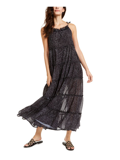 THE WEEKEND BRAND Womens Black Sleeveless Halter Maxi Ruffled Dress 6