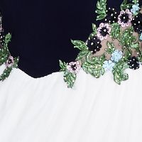 BLONDIE Womens Sheer Floral Spaghetti Strap V Neck Full-Length Formal Fit + Flare Dress