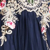 BLONDIE NITES Womens Embellished Floral Spaghetti Strap V Neck Full-Length Formal Fit + Flare Dress