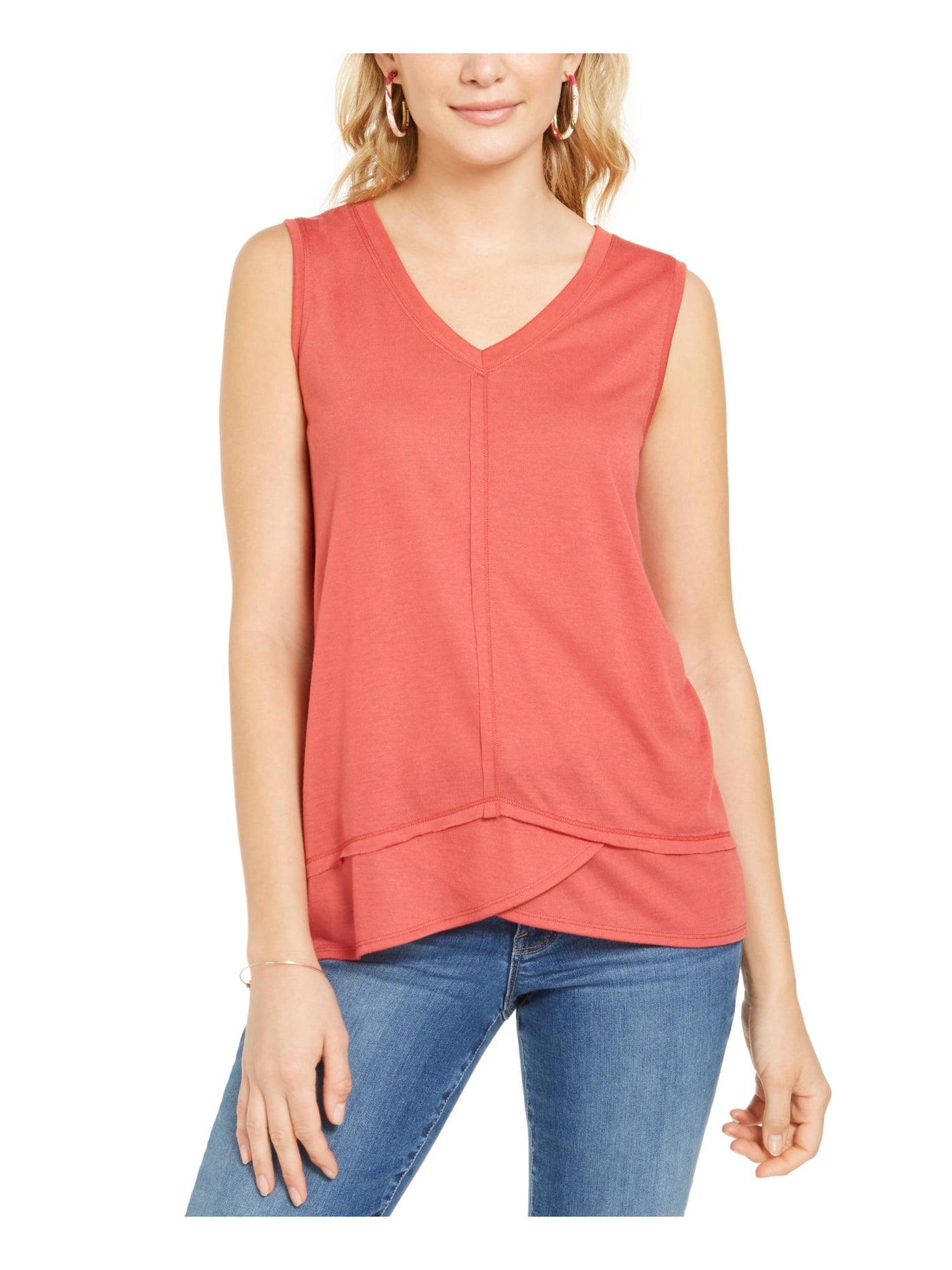 STYLE & COMPANY Womens Pink Seam Front Tank Hi-Lo Top Size: S