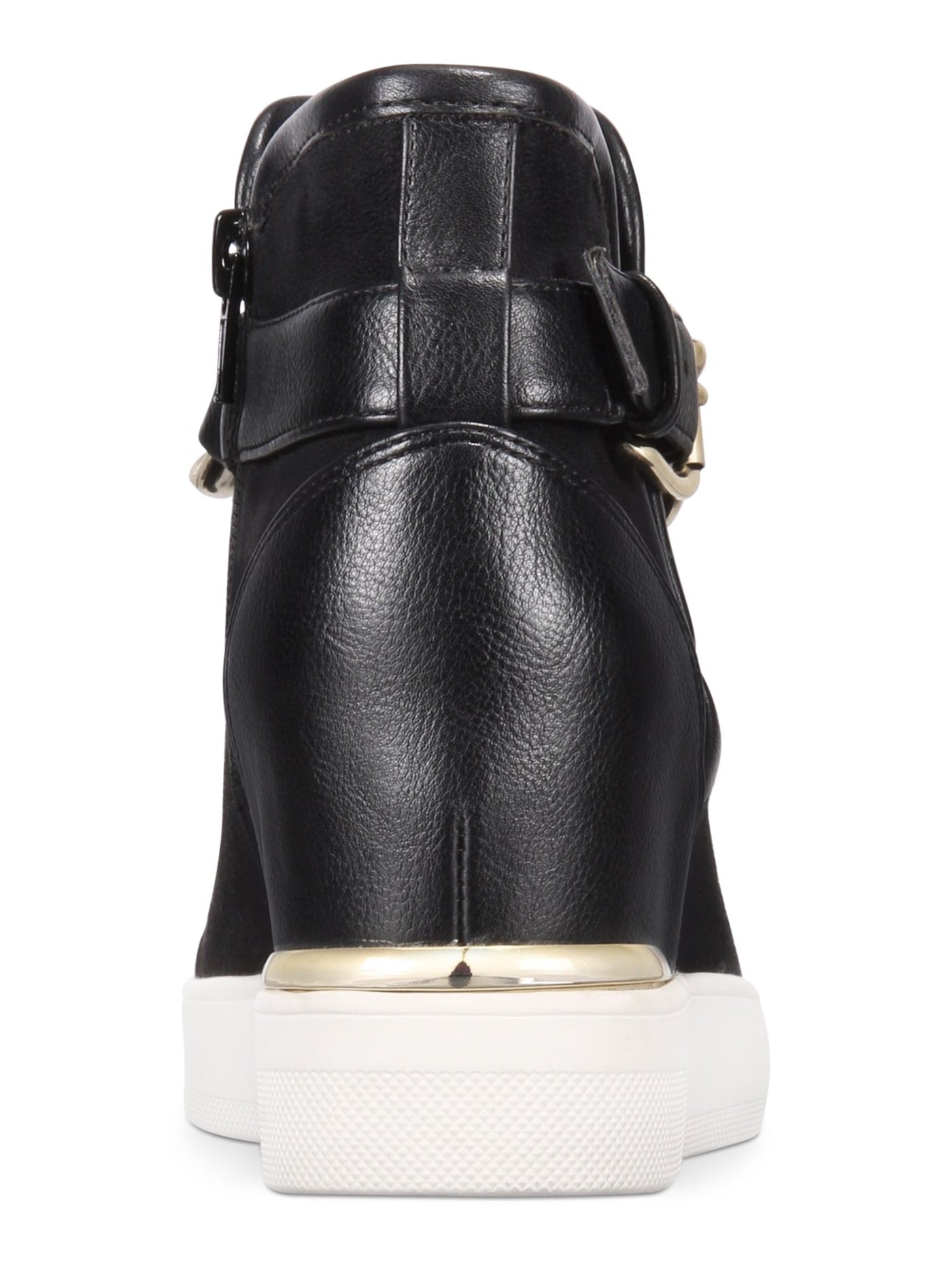 ALDO Womens Black Chain Hardware Buckle Accent Stretch Gore Hidden Heel Comfort Micacea Round Toe Wedge Zip-Up Athletic Sneakers Shoes 6
