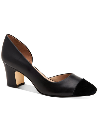 CHARTER CLUB Womens Black Cap Toe D'orsay Brandiee Almond Toe Block Heel Slip On Leather Dress Pumps Shoes 6 M
