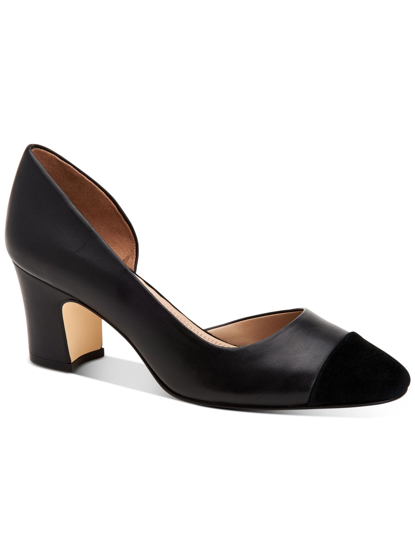 CHARTER CLUB Womens Black Cap Toe D'orsay Brandiee Almond Toe Block Heel Slip On Leather Dress Pumps Shoes 10 M