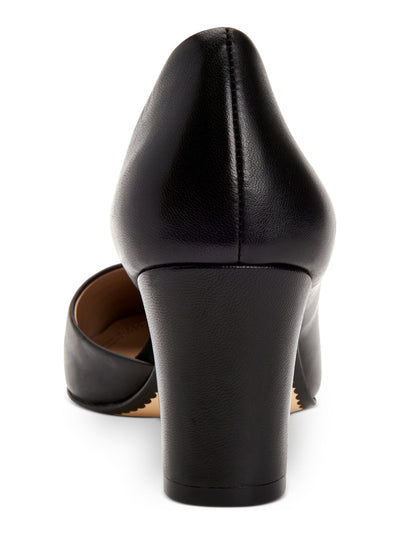 CHARTER CLUB Womens Black Cap Toe D'orsay Brandiee Almond Toe Block Heel Slip On Leather Dress Pumps 5 M