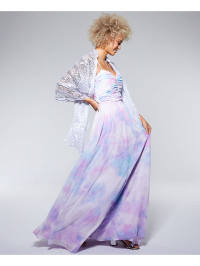 TRIXXI Womens Light Blue Sheer Ombre Spaghetti Strap Sweetheart Neckline Full-Length  Fit + Flare Prom Dress 5