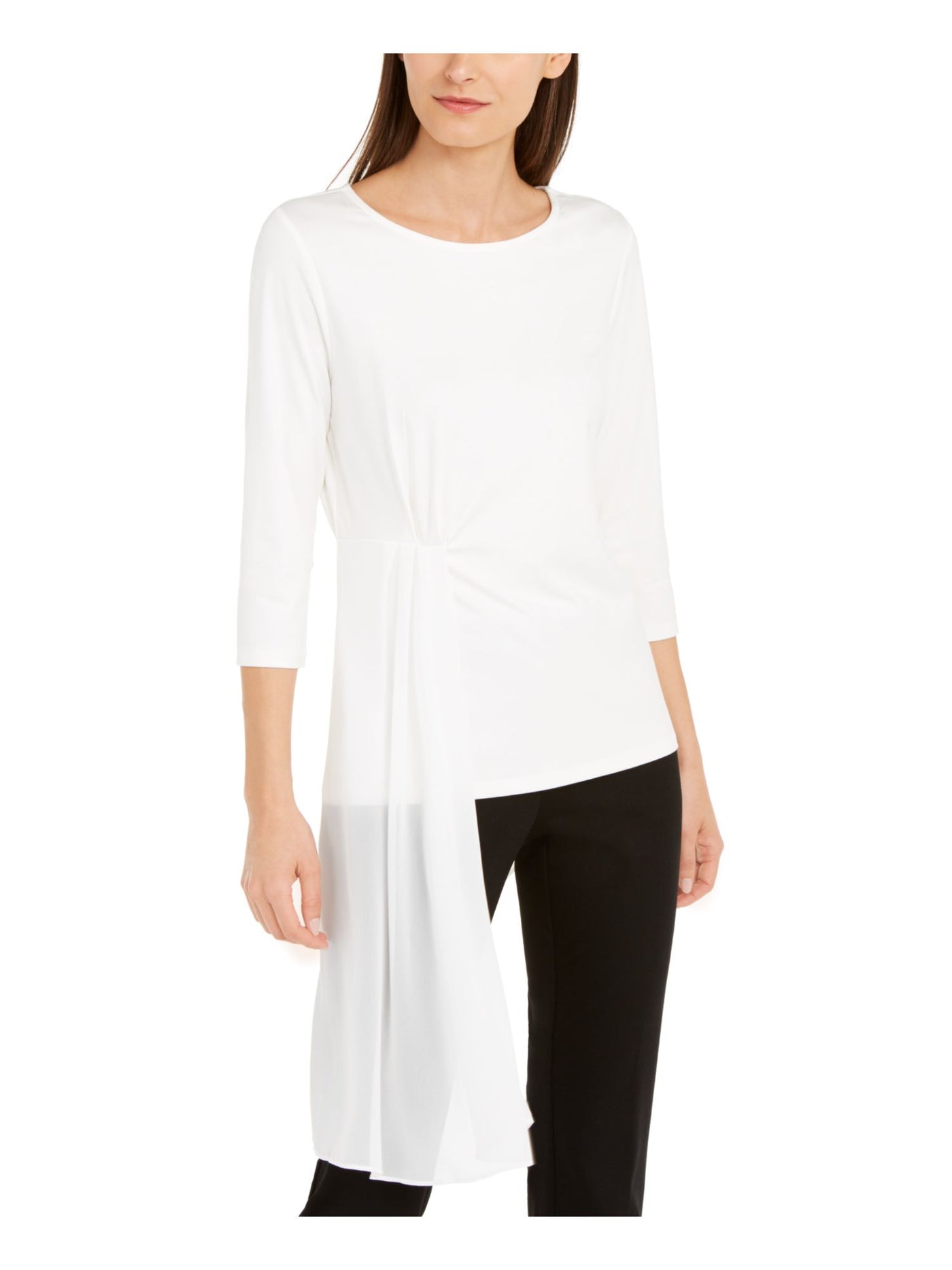 ALFANI Womens White 3/4 Sleeve Open Cardigan Sweater L