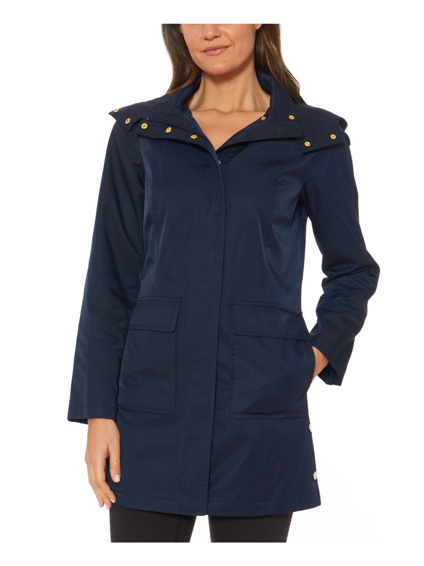 JONES NY Womens Navy Hooded Winter Jacket Coat XS